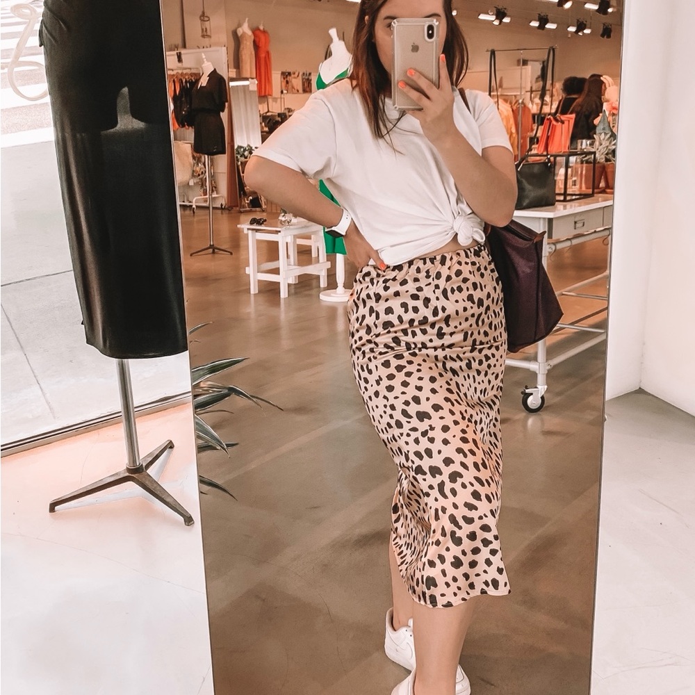 Zaful Cheetah print satin skirt